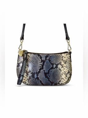 G.I.L.I. Women’s Blue Gray Cream Snakeskin Print Python Wristlet Crossbody Bag